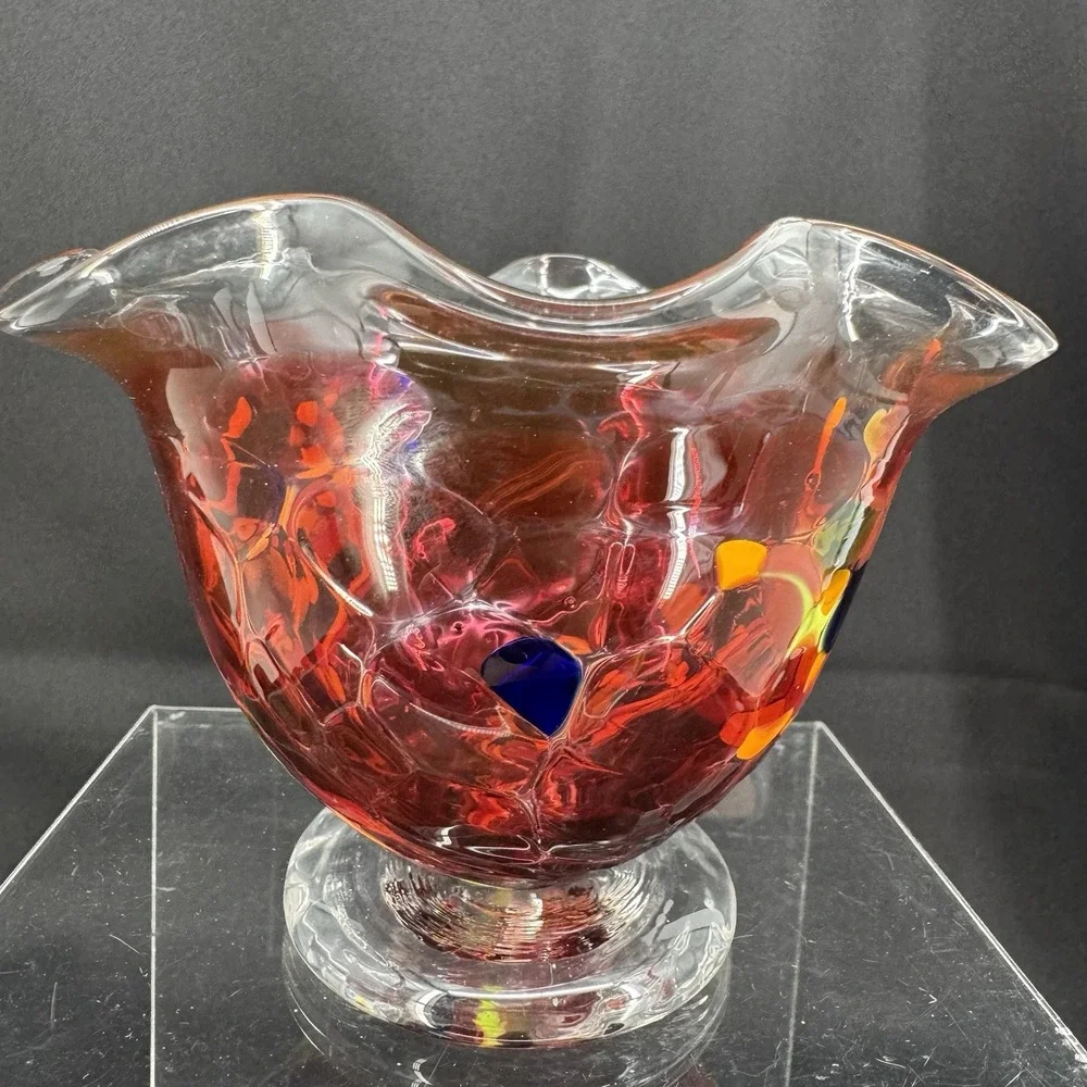 Mouth Blown Confetti‎ Glass Handmade Whimsical Candy Bowl 4